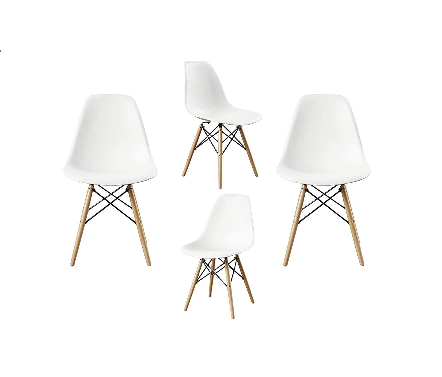Finch Fox Style Modern Dining Armless Molded Abs Plastic Side Chair With Wood & Black Accents Iconic American MidCentury Stylin