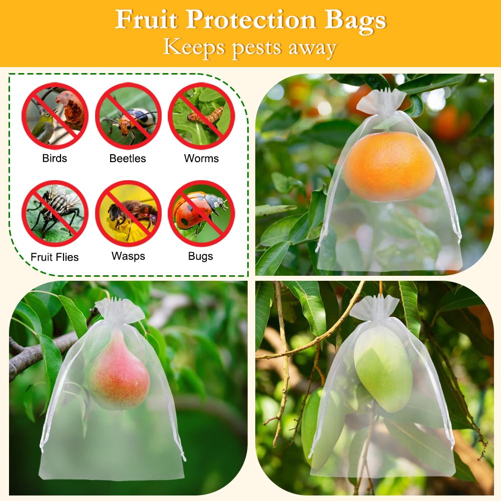 YQL Organza Bags 5x7 100PCS White Gift Favor Bags Mesh Fruit Protection Bags Jewelry Pouches Sachet Bags Wedding Party Valentine Gift