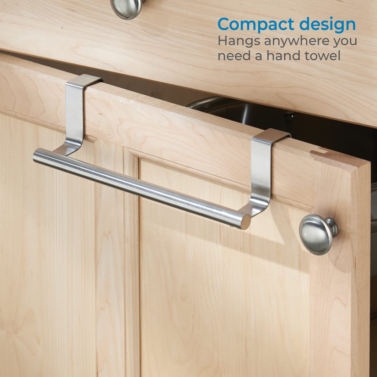 Idesign Forma Metal Over The Cabinet Towel Rack For Bathroom And Kitchen, 9.25'' X 2.5'' X 2.5'', Brushed Stainless Steel