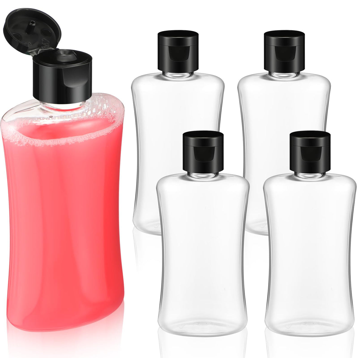 Domensi 4 Pcs 3.4 Oz Travel Bottles With Flip Cap Clear Plastic Travel Size Containers Portable Leak Proof Squeeze Bottle Refill