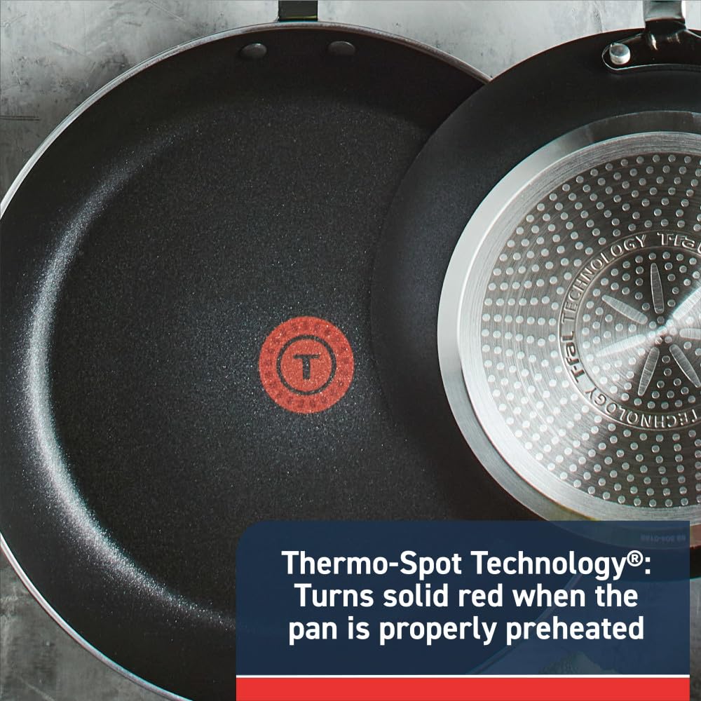 T-Fal Experience Nonstick Fry Pan 12.5 Inch, Induction, Oven Broiler Safe 400F, Non Stick Frying Pan, Skillet, Kitchen Egg Pan,