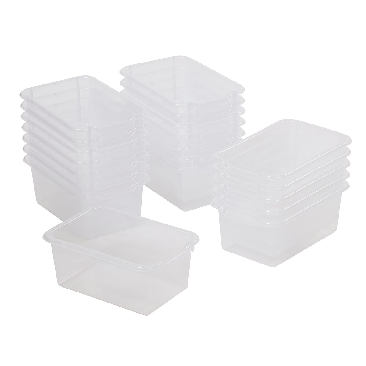 Ecr4Kids Scoop Front Storage Bin, Multipurpose Organization, Clear, 20-Piece