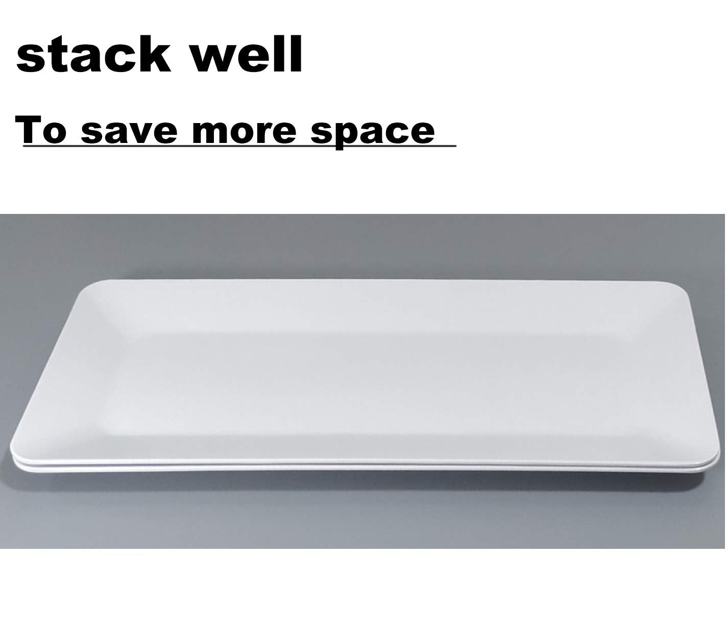 Kx-Ware 17-Inches Melamine Serving Platters/Rectangular Trays For Party | Set Of 2 White, Dishwasher Safe, Bpa Free