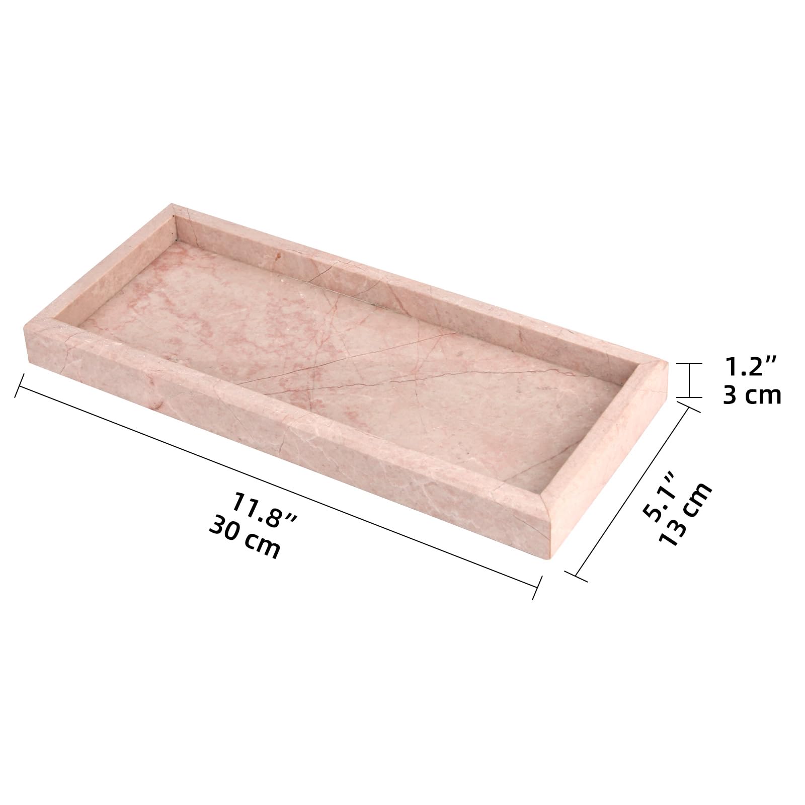 Heshibi Marble Tray, Natural Marble Vanity Home Kitchen Bathroom Table Deco Tray, Stone Decorative Countertop Serving Trays For