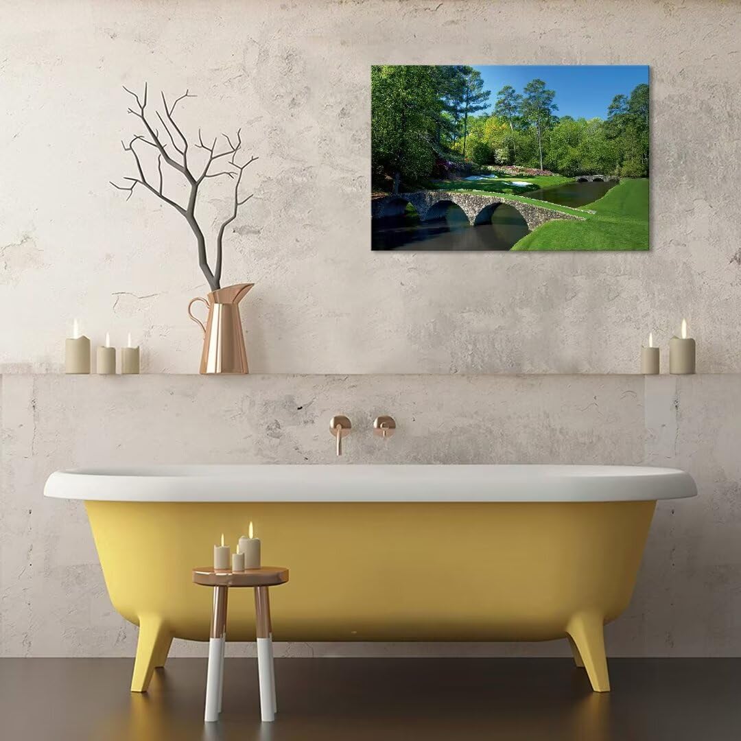 Chenchenart Augusta National Golf Course Wall Art - Augusta Golf Course 12Th Hole Wall Art For Living Room Bedroom Bathroom Home