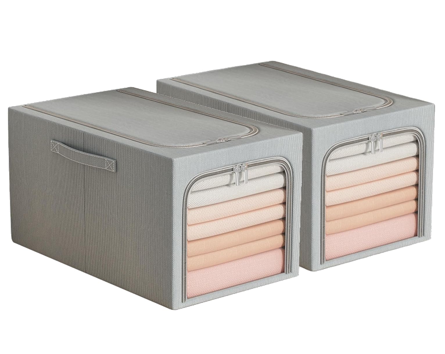 Flyngo Linen 2 Pcs 31L Foldable Steel Frame Clothes Organizer Storage Box, Cloth Wardrobe Organizer For Storage Home, Bedroom Wi