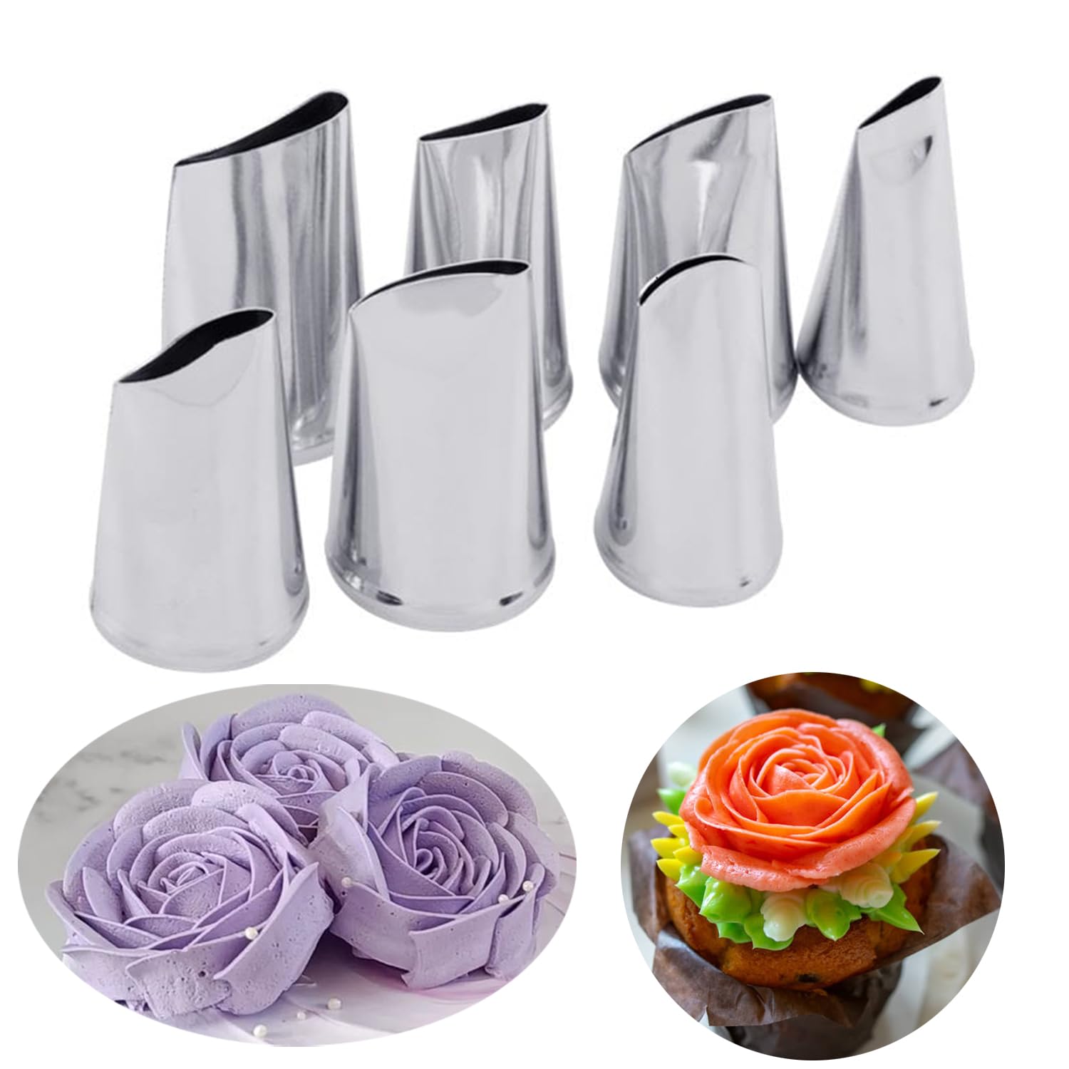 Hendiy 7Pcs/Set Cake Decorating Tips Set Cream Icing Piping Rose Nozzle Pastry Fondant Decorating Tools