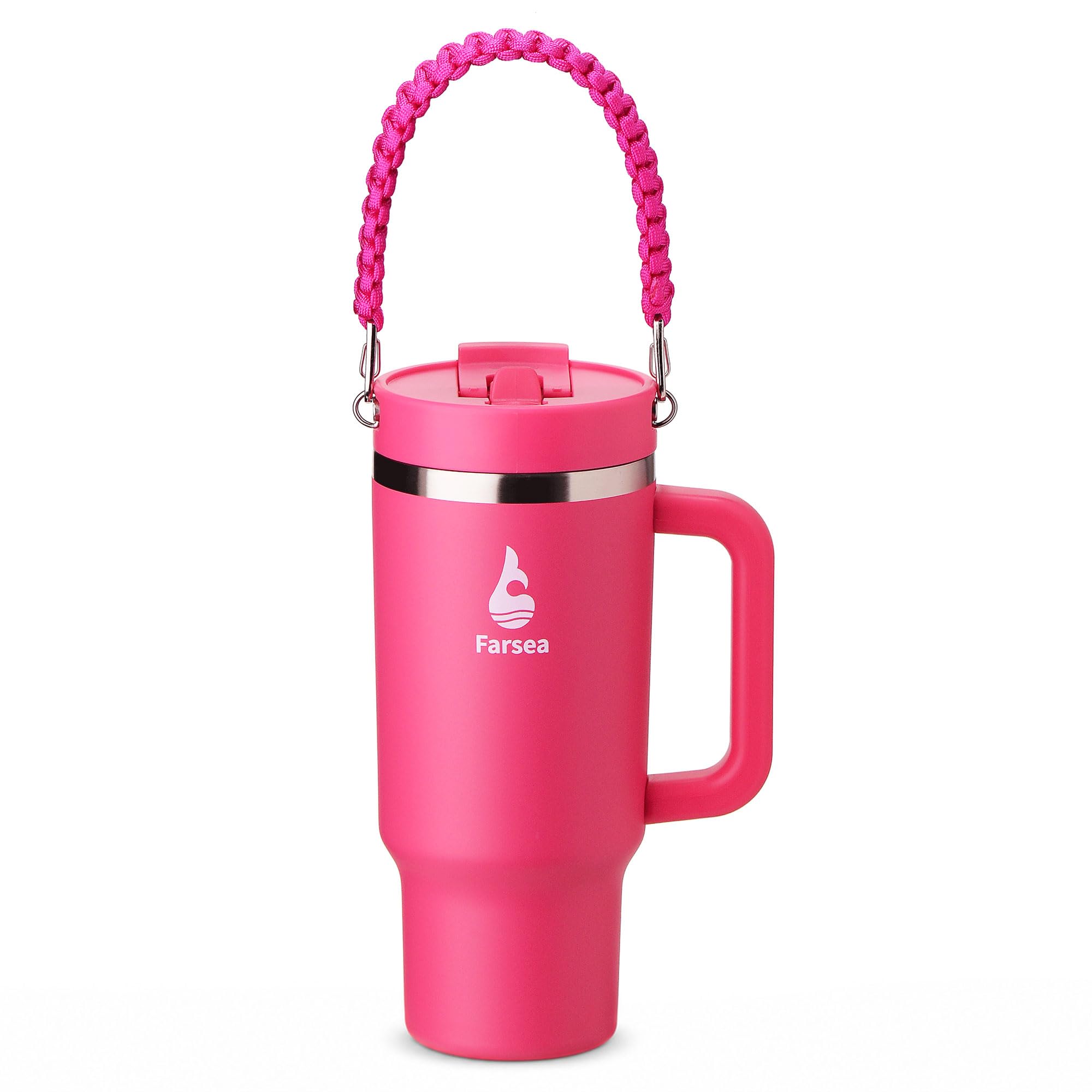 Farsea 32oz Insulated Stainless Steel Travel Tumbler with Handle & Straw