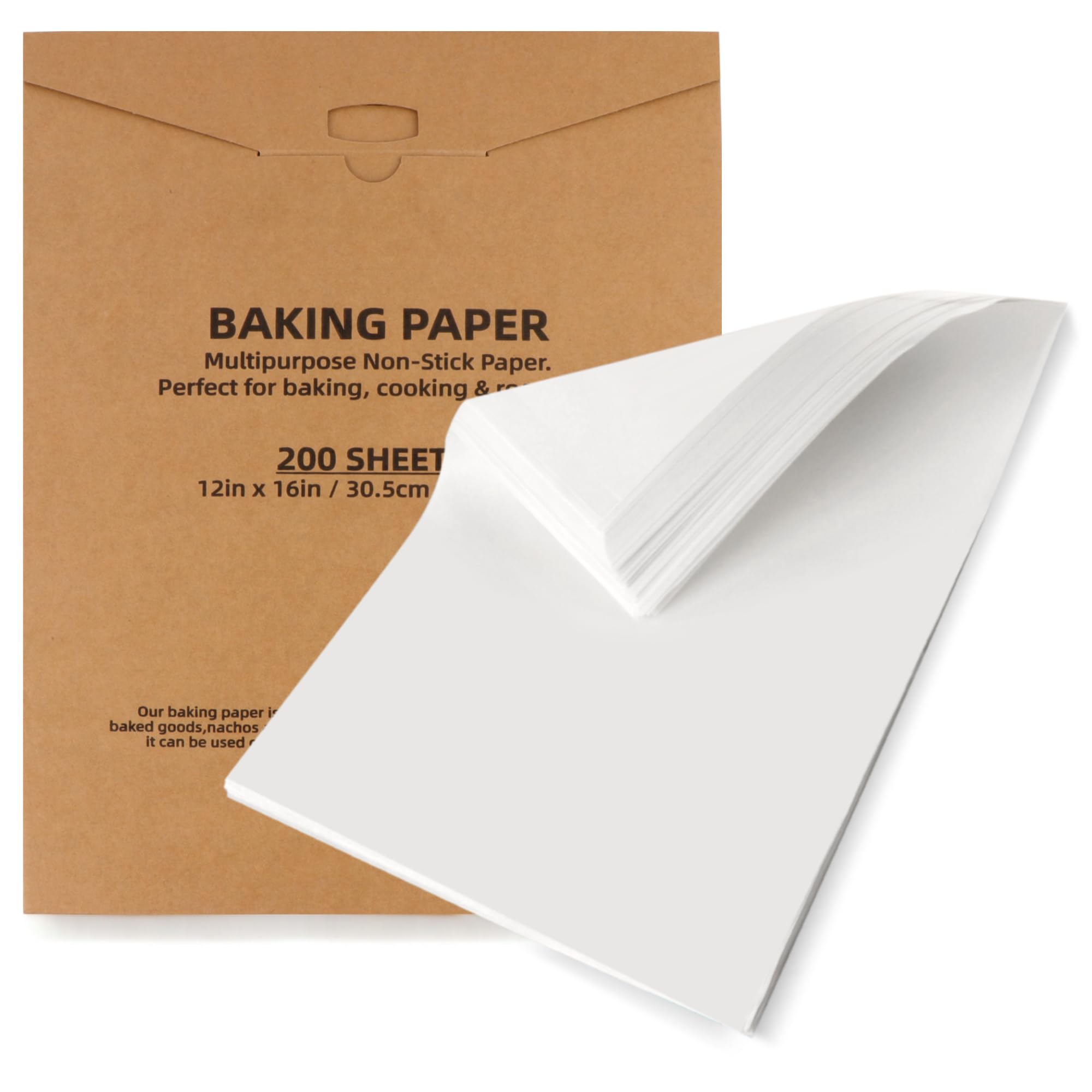 200 Pcs Parchment Paper Baking Sheets, 12x16 Precut Non-Stick Baking Parchment Paper Sheets Bun Sheet Pan Liners.Baking Grilling