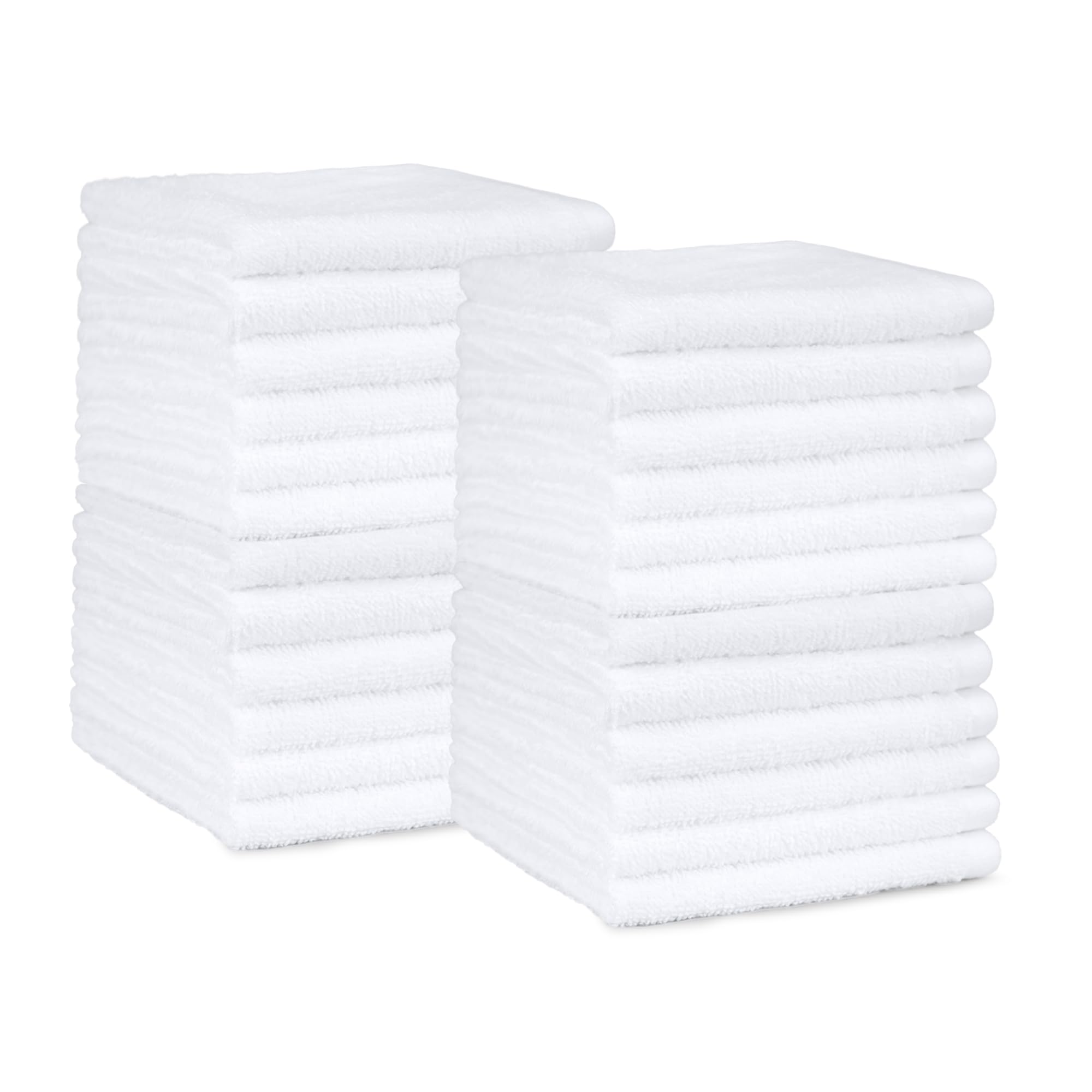 Amazon Basics Fast Drying Cotton Washcloths for Bathroom, Machine Washable, Soft and Absorbent, 12 x 12 in, White, 60 Pack