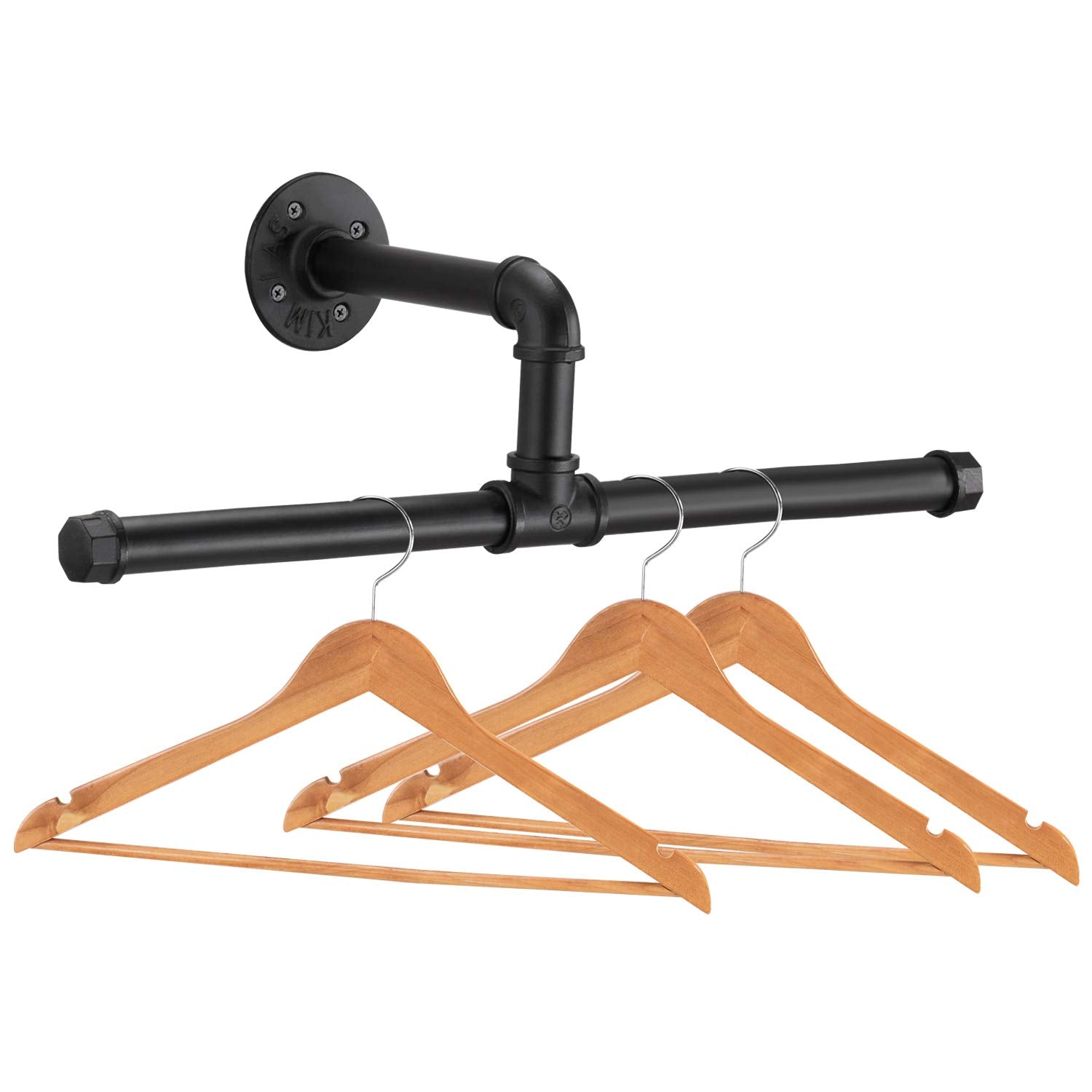 Elibbren Industrial Pipe Floating Clothing Rack Wall Mounted, Commercial Or Residential Wardrobe Clothes Display, Heavy Duty Rus