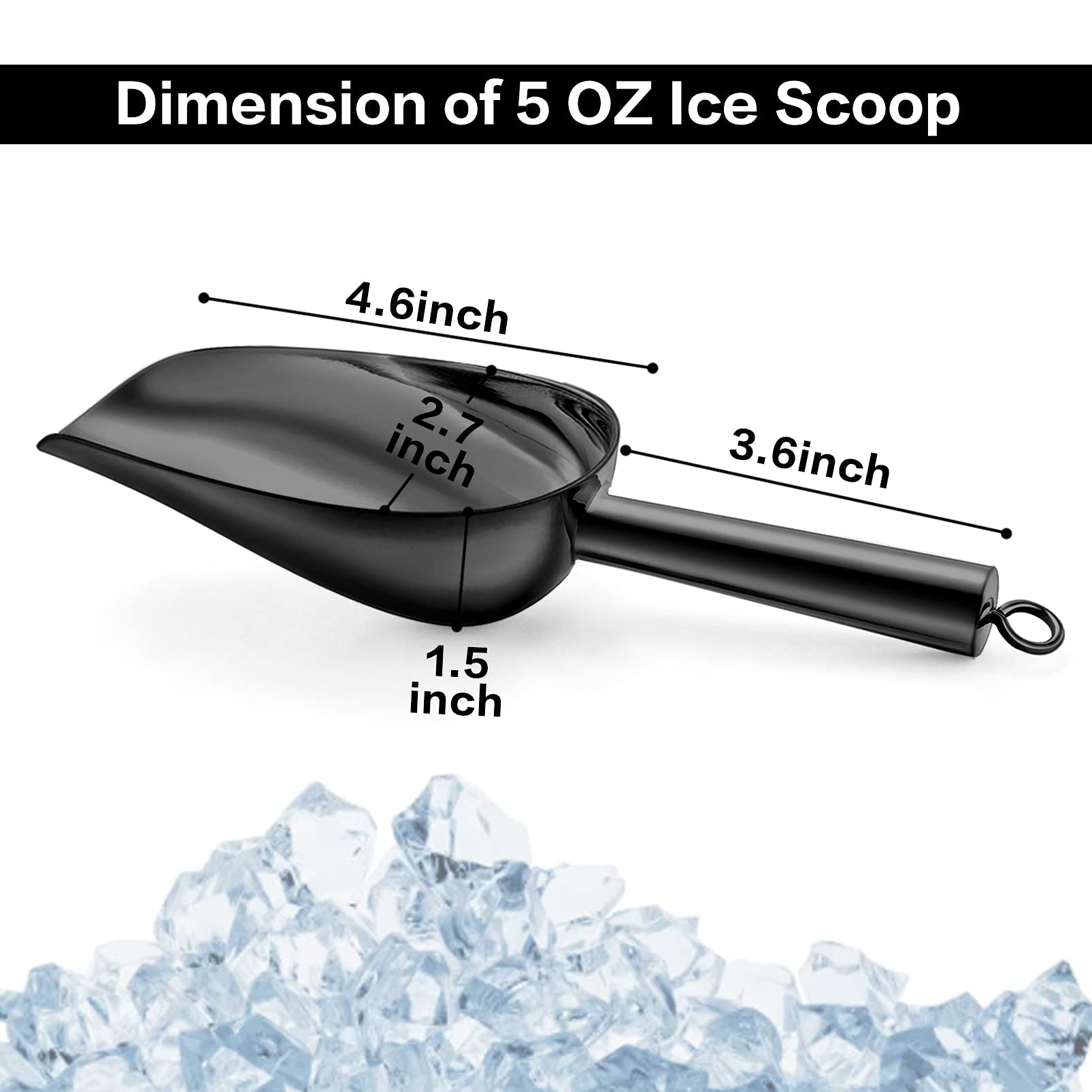 Teamfar 5Oz Ice Scoop, Stainless Steel Food Scoop Metal Ice Scooper For Kitchen Bar Party Wedding, Heavy Duty & Sturdy, Easy Sto