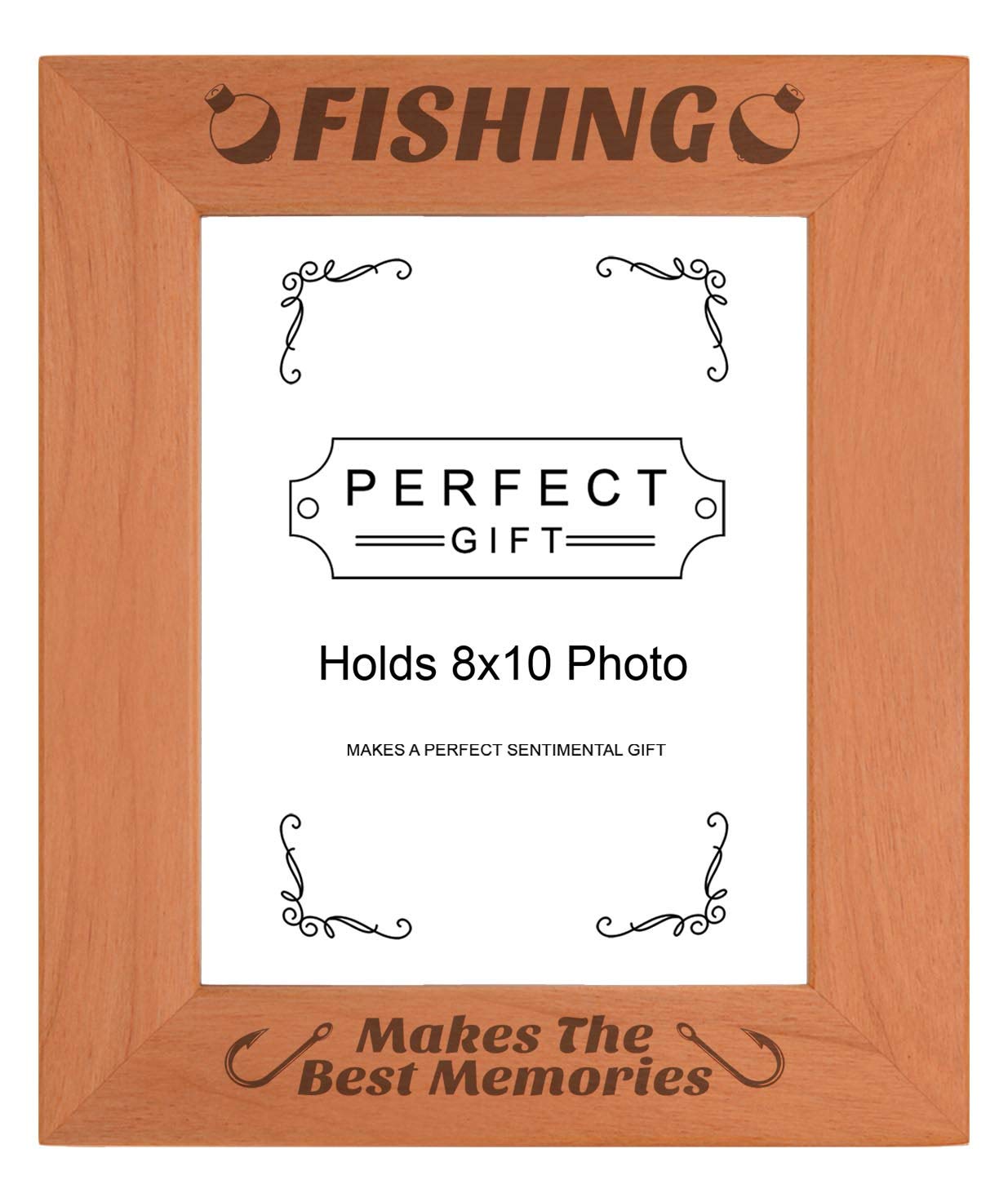 ThisWear Sentimental Photo Frame Fishing Makes The Best Memories Wood Engraved 8x10 Portrait Picture Frame