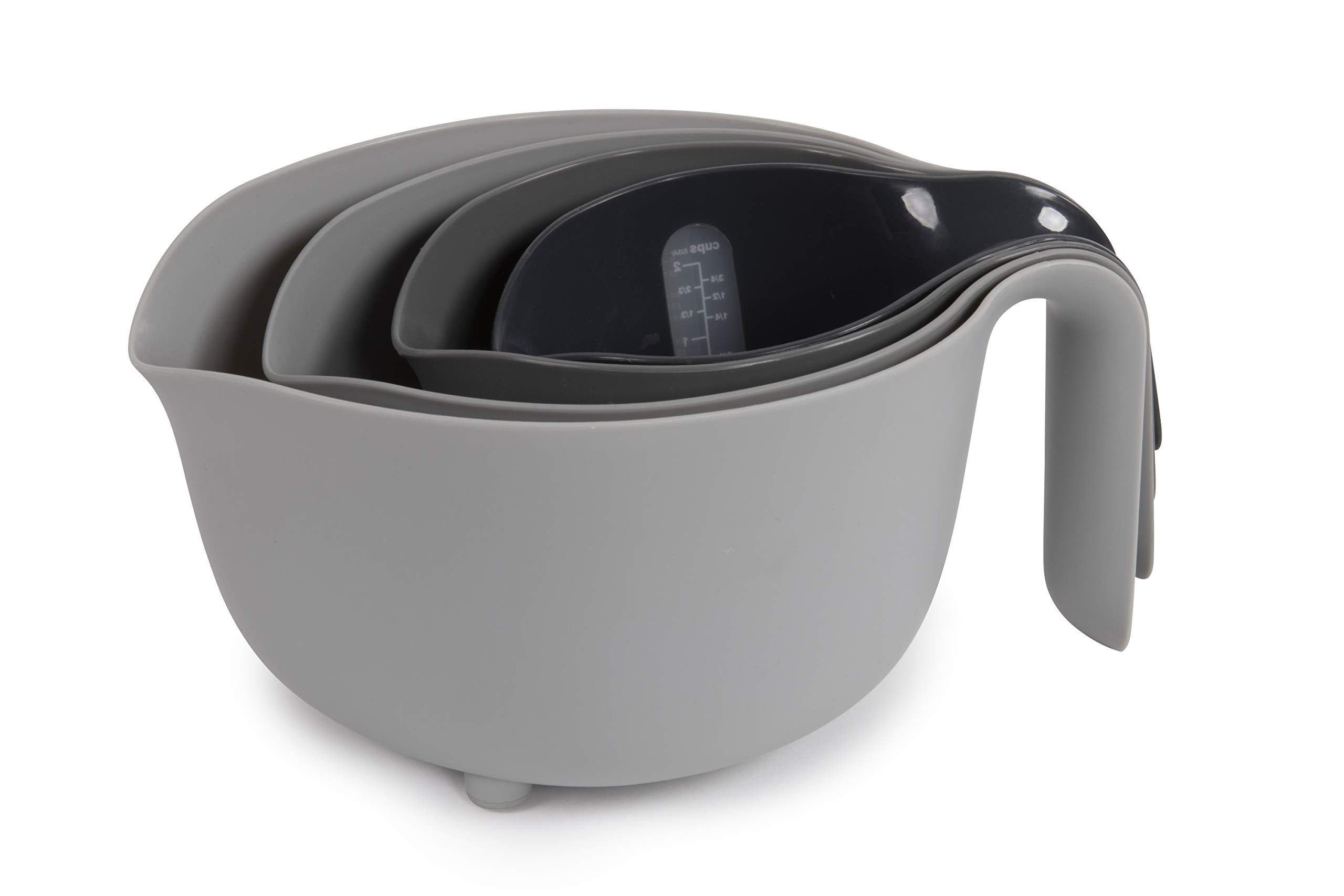 Dexas 4-Piece Nested Mixing Bowl Set, Gray Assortment, Gmbs4-432, 4 Pieces