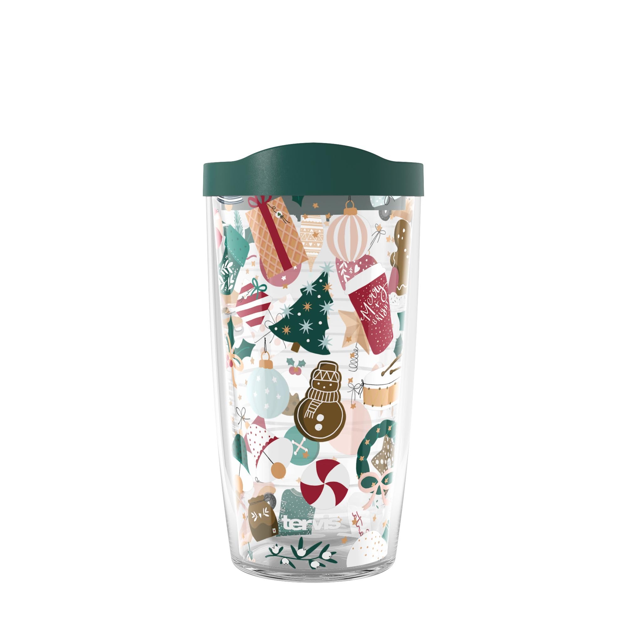 Tervis Christmas - Holiday Yule Icons Made in USA Double Walled Insulated Tumbler Travel Cup Keeps Drinks Cold & Hot, 16oz, Clas