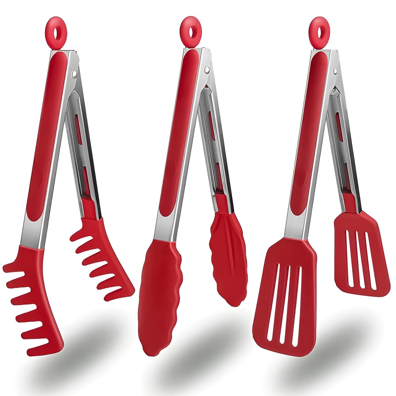 Onicorn 3Piece Silicone Kitchen Tongs Set | HeatResistant Stainless Steel Cooking Tongs With NonStick Silicone Tips | MultiP