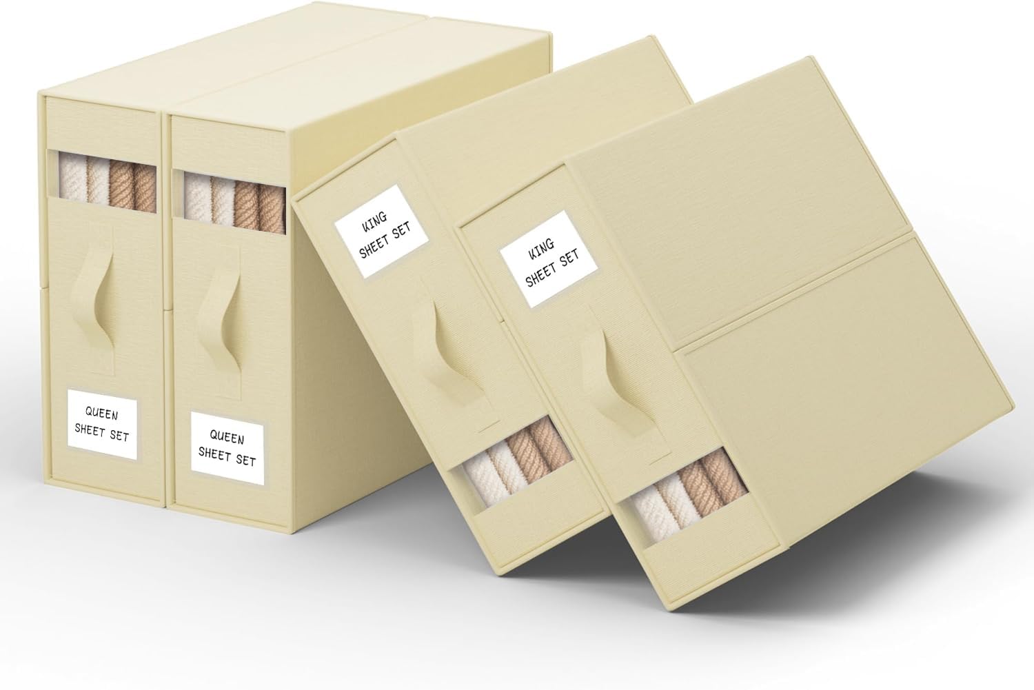 PARANTA Bed Sheet Organizers and Storage 4 Pack,Foldable Linen Closet Organizer,Twin Full Bed Sheet Organizers with Label Handle