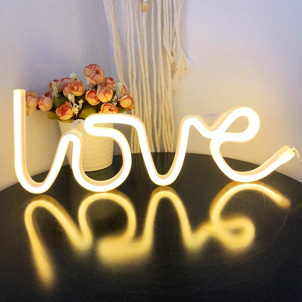 Gesto Love Neon SignNeon Signs for Bedroom,USB or Battery Light Wall,led neon as Wall Girls up Sign For Party, Christmas, Bar, 