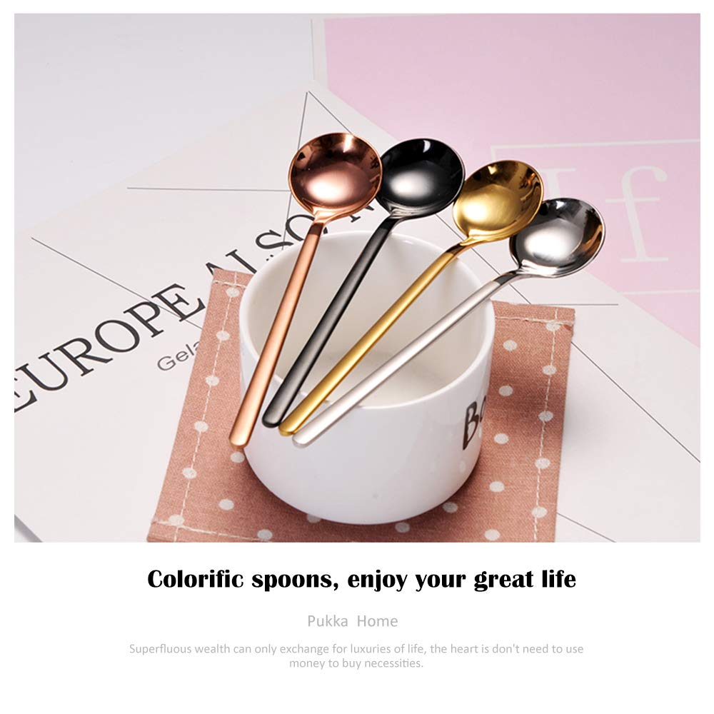 6 Pcs Espresso Spoons 18/8 Stainless Steel, 5.2 Inches Vogue Mini Teaspoons Set For Stirring Coffee, Dessert Cake, Ice Cream, So