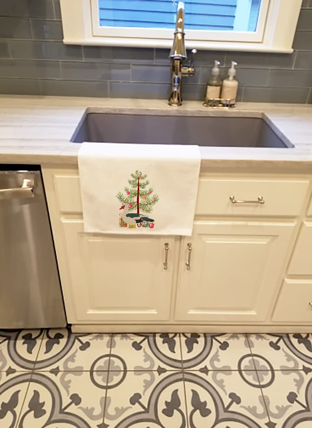 Muscovy Duck Christmas White Kitchen Towel Set of 2