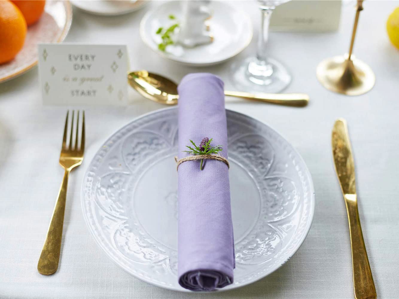 Lavender Purple Cloth Napkins 100% Cotton Set Of 12, Purple Kitchen Napkins For Dinner, Soft Comfortable And Reusable 18''X18''