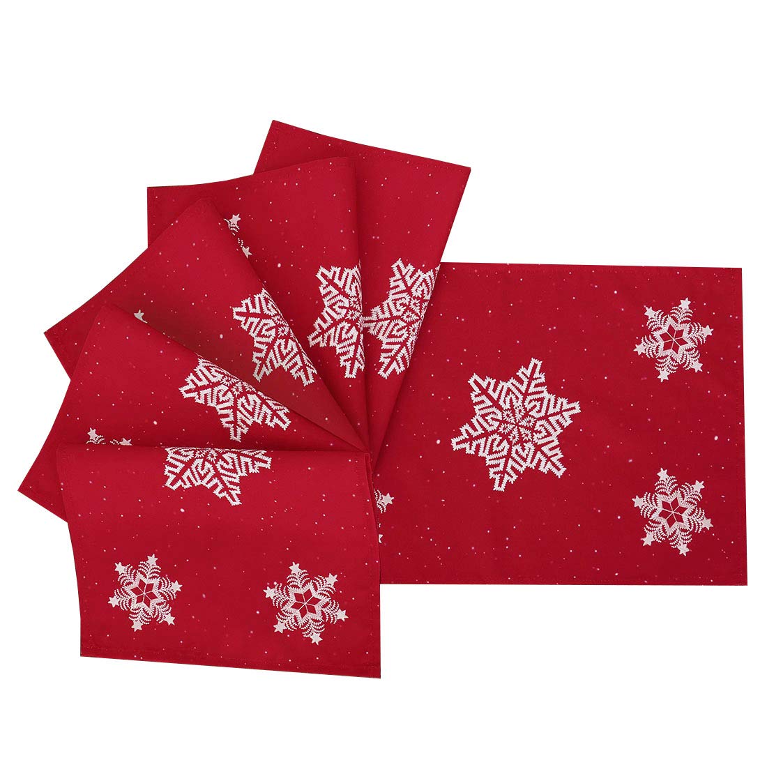 Simhomsen Embroidered Snowflakes Table Place-Mats For Christmas Holidays (Red, 13    19 Inches Set Of 4)