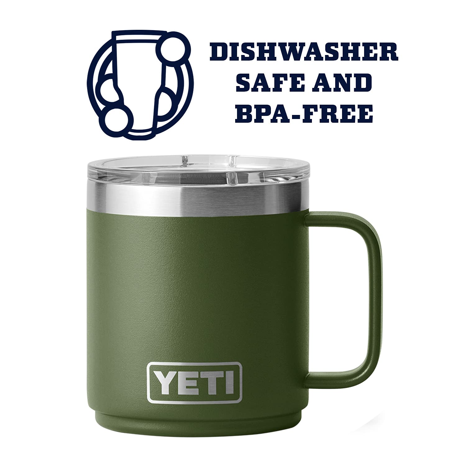 YETI Rambler 10 oz Stackable Mug, Stainless Steel, Vacuum Insulated with MagSlider Lid, Highlands Olive