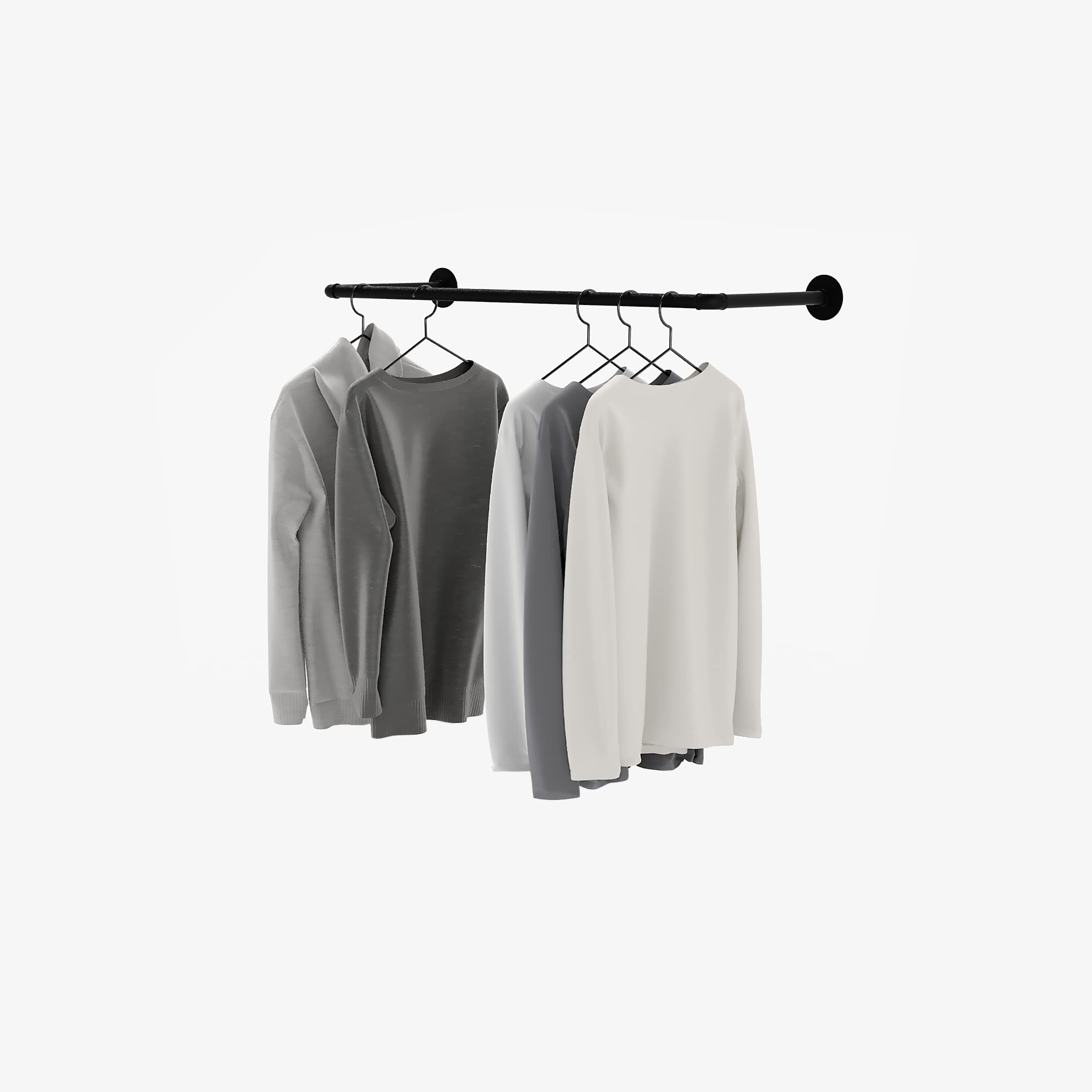 Pamo Industrial Pipe Clothing Rack Metal Black - Wall Mounted Clothes Racks For Hanging Clothes - Industrial Clothing Rack Wall