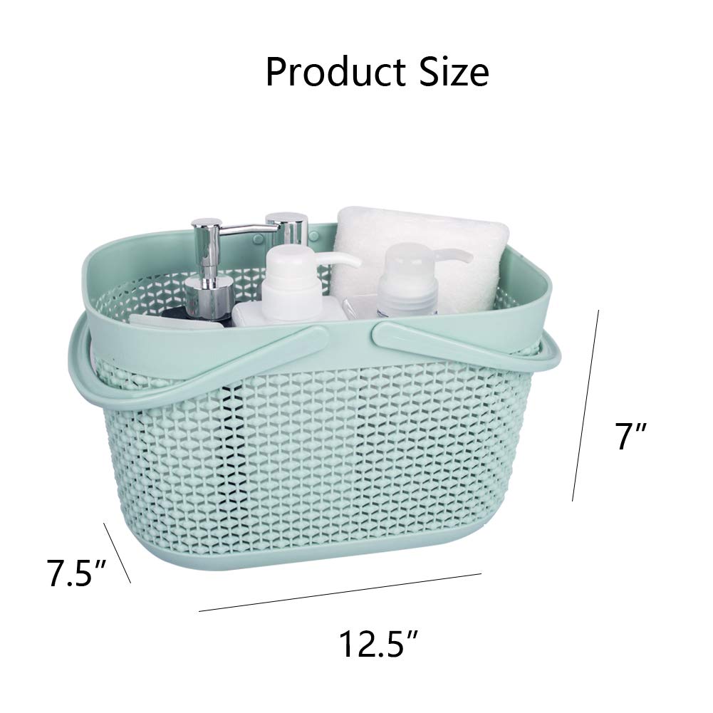 UUJOLY Plastic Organizer Storage Baskets with Handles  Shower Caddy Bins Organizer for Bathroom and kitchen (Blue)