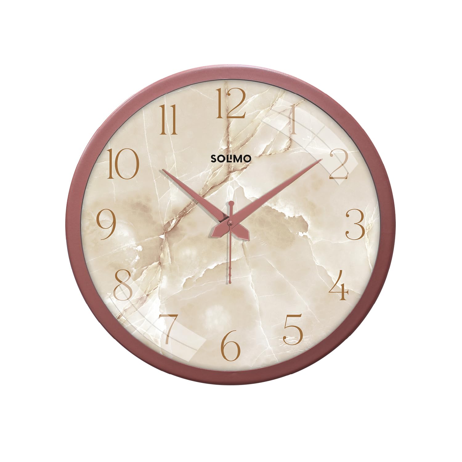 Amazon Brand - Solimo 12-Inch Marble Dial Catholic Plastic Analog Wall Clock (Silent Movement, Copper Color Frame)