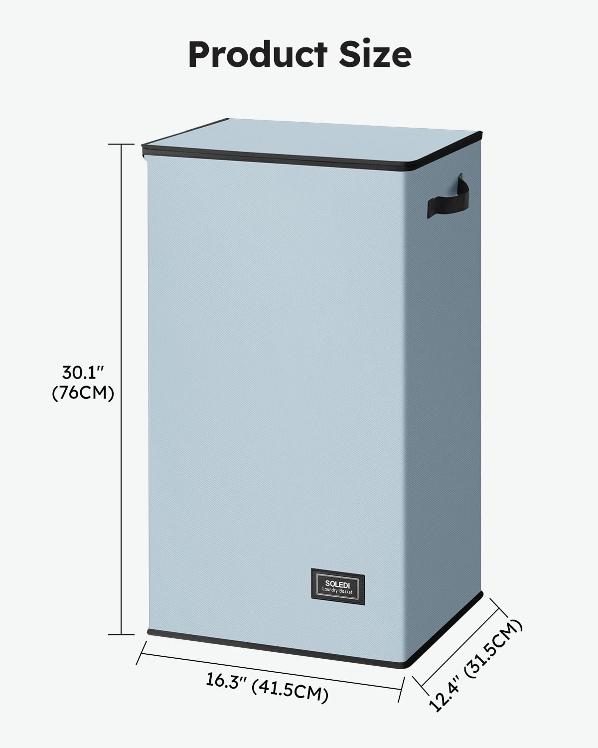 SOLEDI Laundry Hamper with Lid 100L Large & Tall Collapsible Laundry Basket  Clothes Hamper with Bag Removable Easy to Carry  Dirty Hampers for Bedroom  Bathroom  Dorm  College  Blue Grey