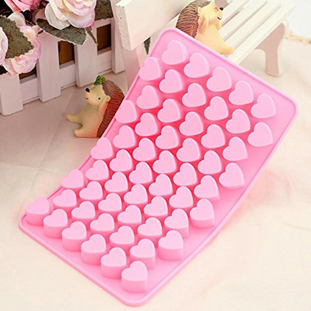 Cimerac Silicone Mold Mini Heart Shape Silicone Ice Cube Molds Trays/Chocolate Mold Pink Set Of Two