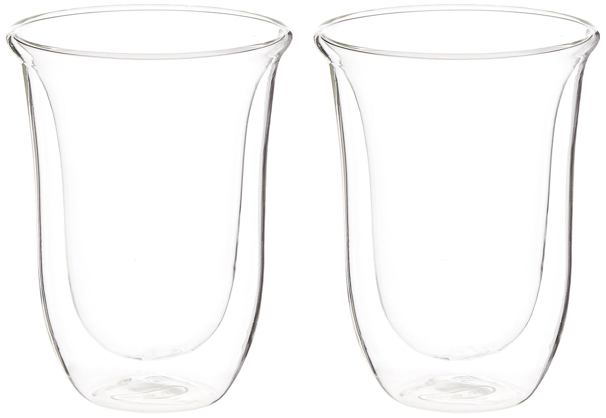 Delonghi Delonghi Double Walled Thermo Latte Glasses, Set Of 2, 2 Count (Pack Of 1), Clear, 330 Milliliters