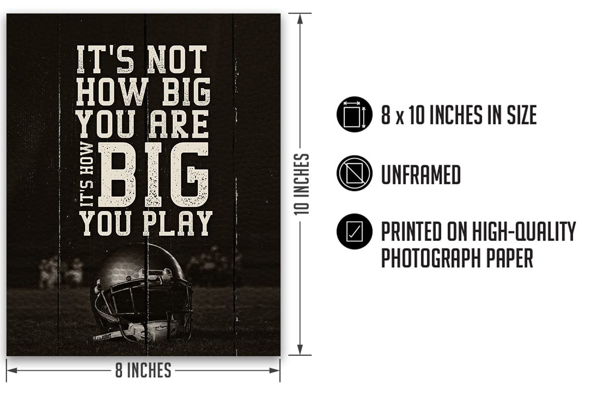 Football Inspirational Wall Art For Boys - 8X10 Unframed Print - Perfect For Kids Room, Family Or Game Room, Man Cave, Den - Tee