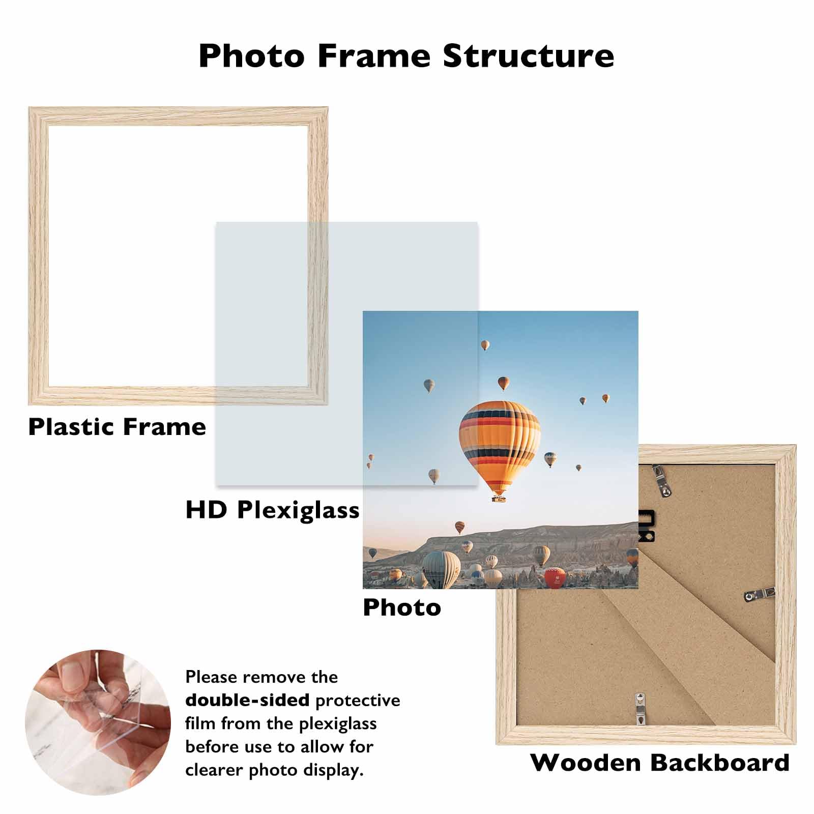 JCJMY 8x8 Picture Frame for Wall Hanging or Tabletop, Wall Mounting Horizontally or Vertically, 8 x 8 Square Wall Gallery Poster