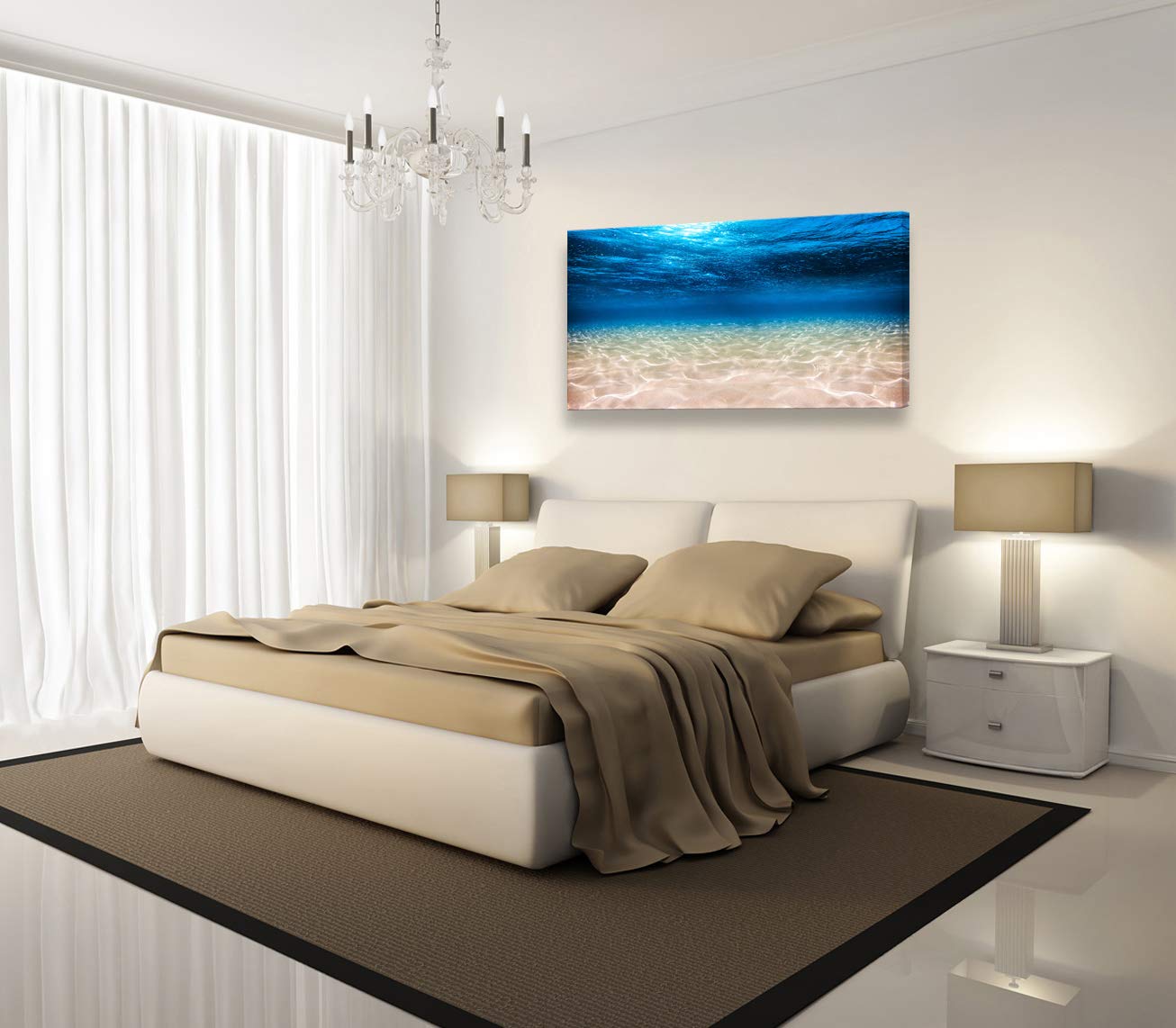 Cao Gen Decor Art-S00762 Print Artwork Blue Ocean Sea Wall Art Canvas Prints Picture Seaview Bottom View Beneath Surface Pictures Painting On Canvas Modern Seascape Home Office Decor