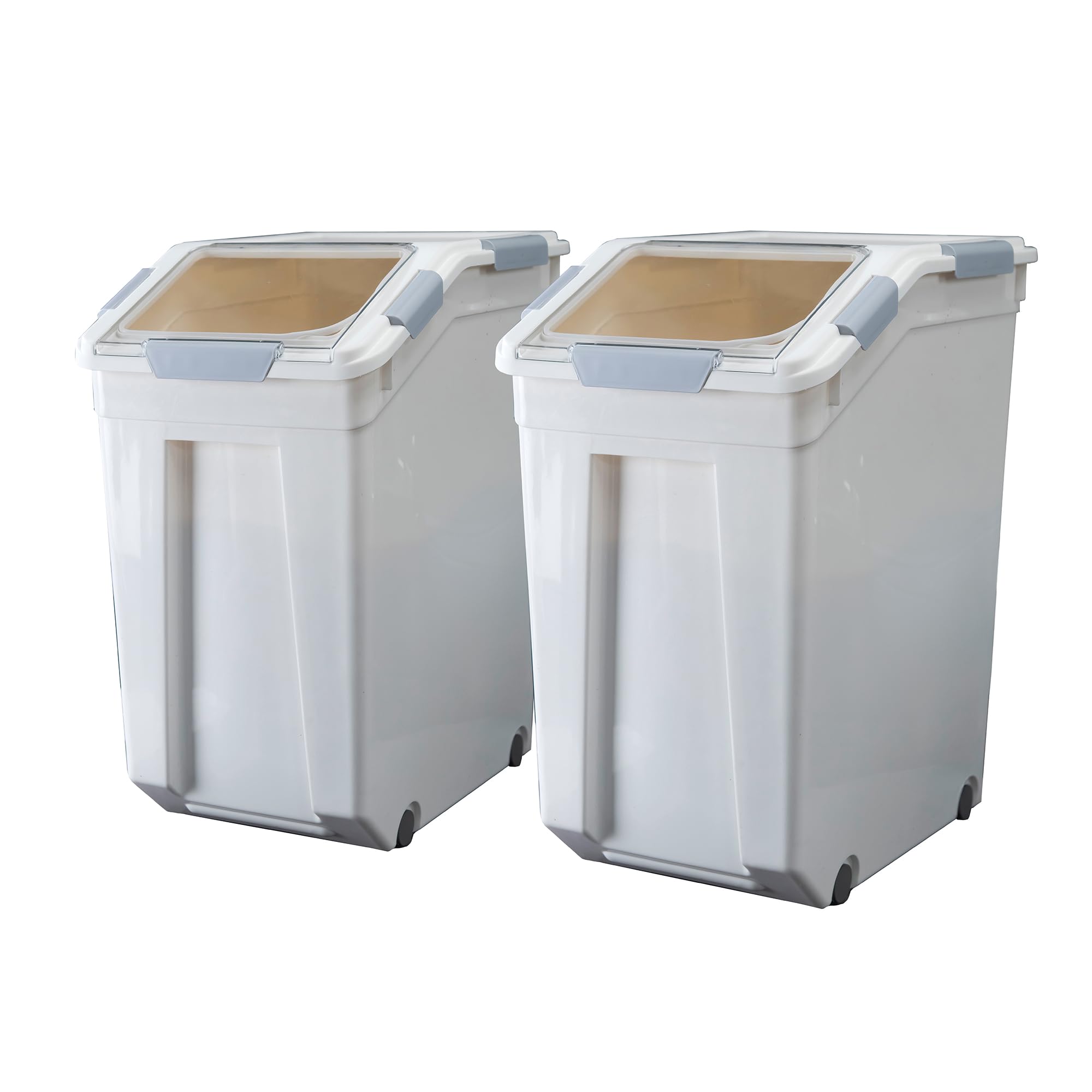 Hanamya 33 Liter / 50 Lbs Rice Storage Container With Measuring Cup, Bpa Free, For Rice | Grain | Pet Food | Flour, 2 Count, Whi