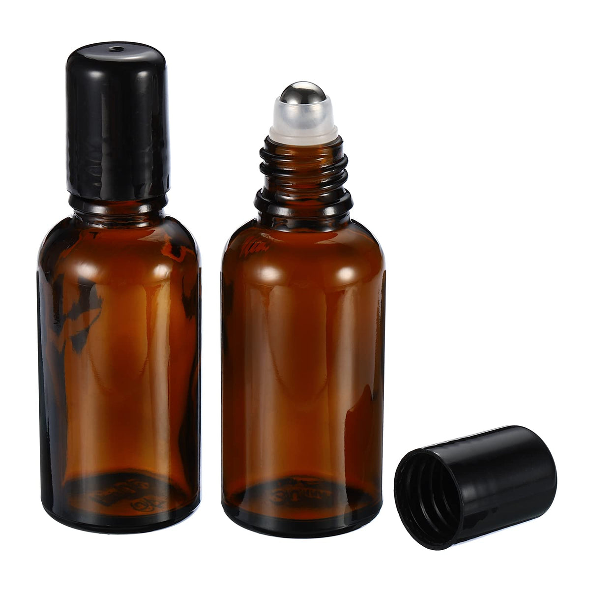 Patikil 30Ml Roller Bottles, 3 Pack Amber Glass Essential Oil Roller Ball Black Caps Refillable Sample Containers, Brown