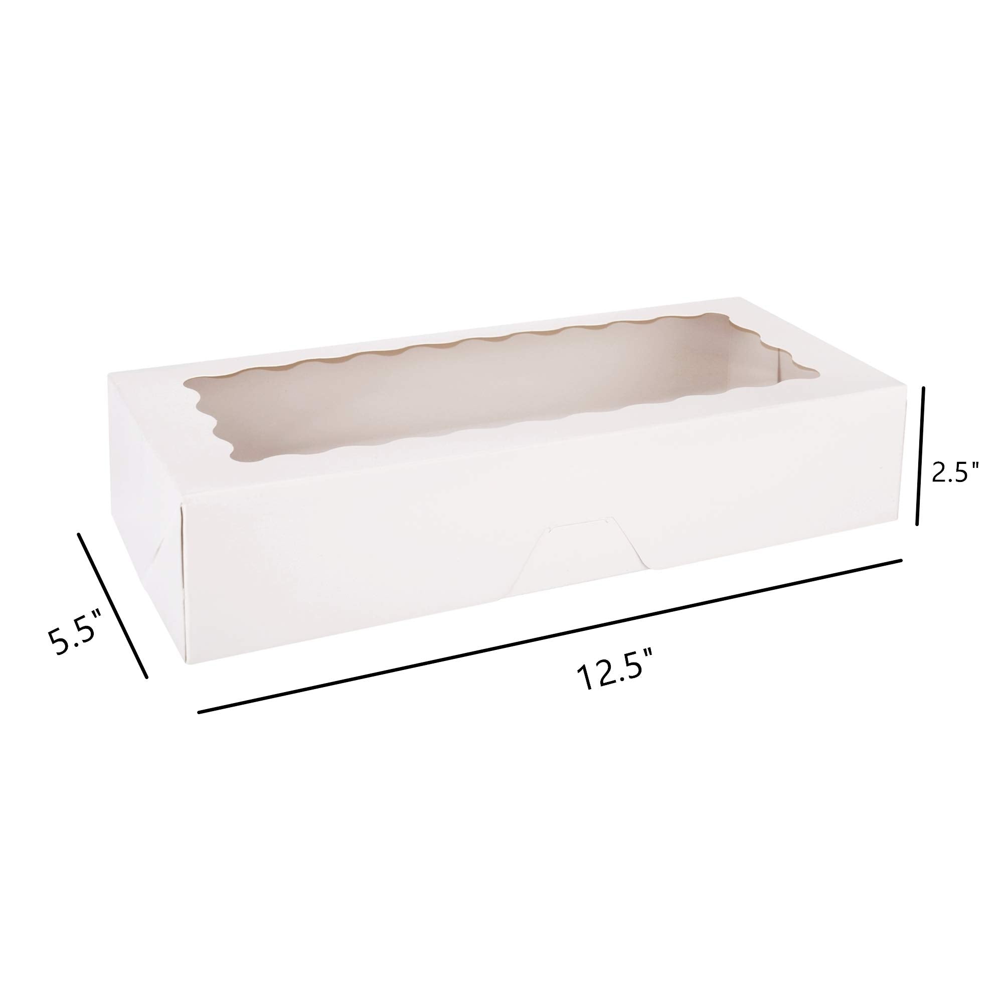 Tcoivs 20-Pack Cookie Boxes With Window, 12.5'' X 5.5'' X 2.5'', White Bakery Boxes, Auto-Popup Treat Boxes For Pastries, Strawb