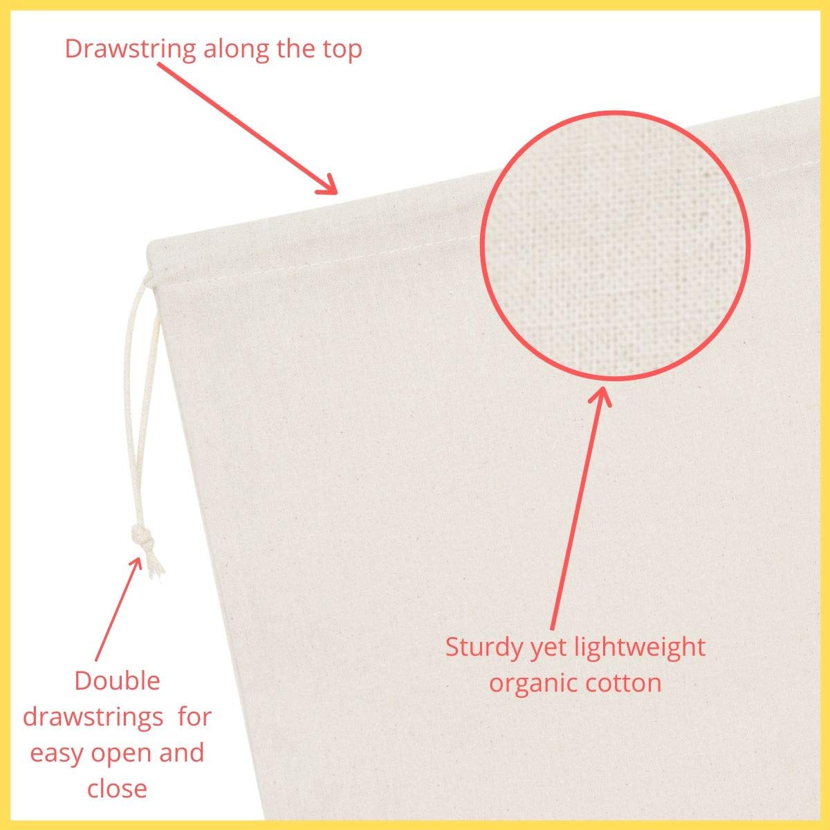 Dr 100 Percent Cotton Muslin Drawstring Bags 12-Pack For Storage Pantry Gifts - Unbleached (8 X 10 Inch, Beige)