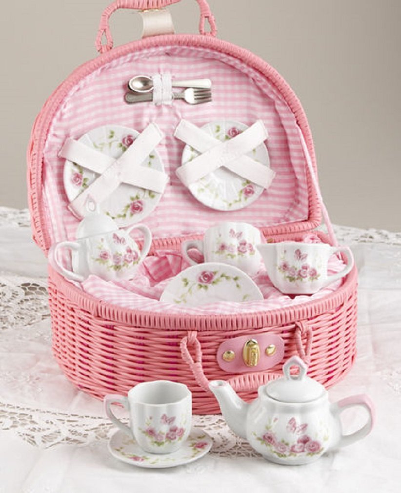 Delton Products Rose Tea Set For 2, Pink