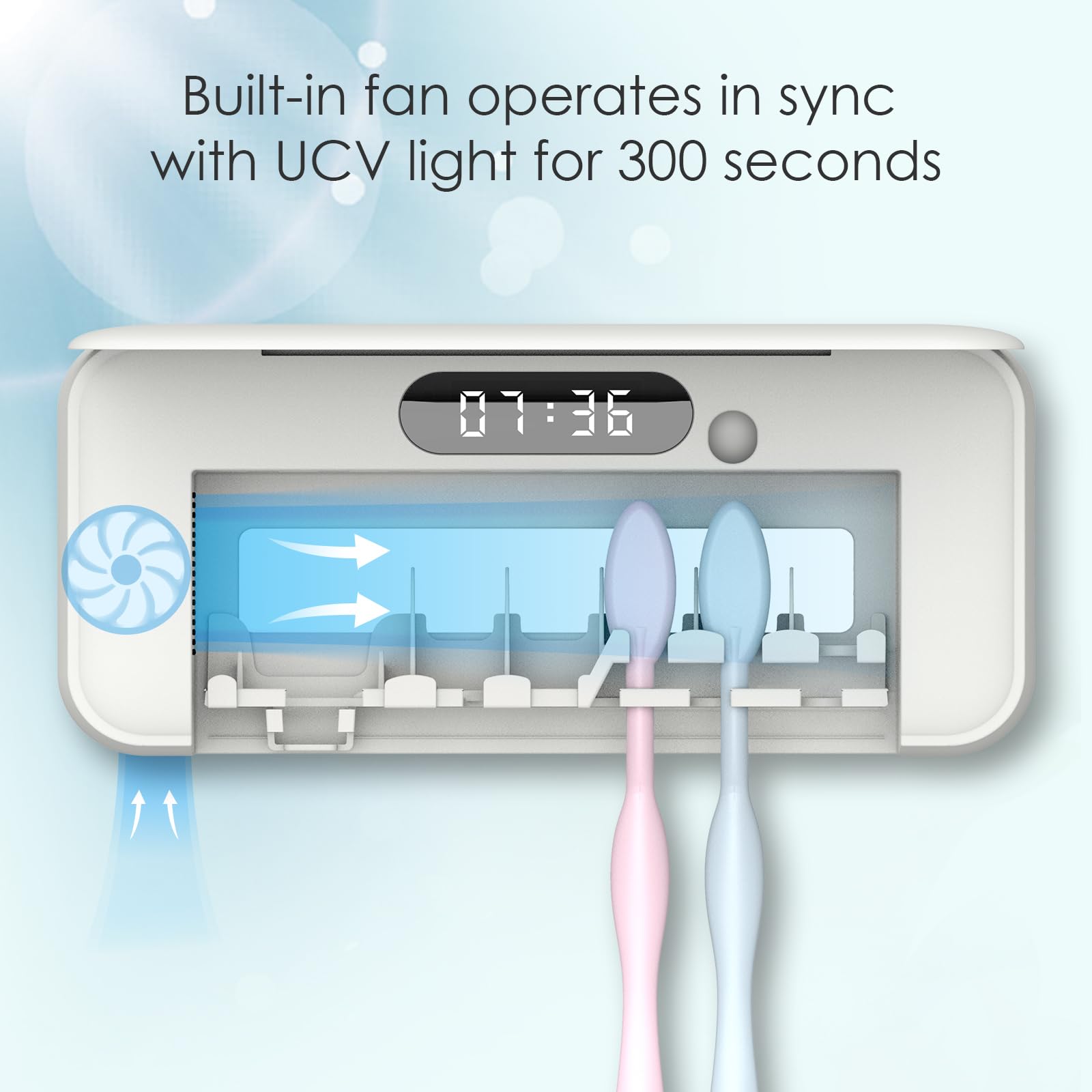 Yourmate Uvc Toothbrush Sanitizer Holders For Bathrooms 4000Mah Rechargeable Wall Mounted Toothbrush Sterilizer 5-Minute Automat