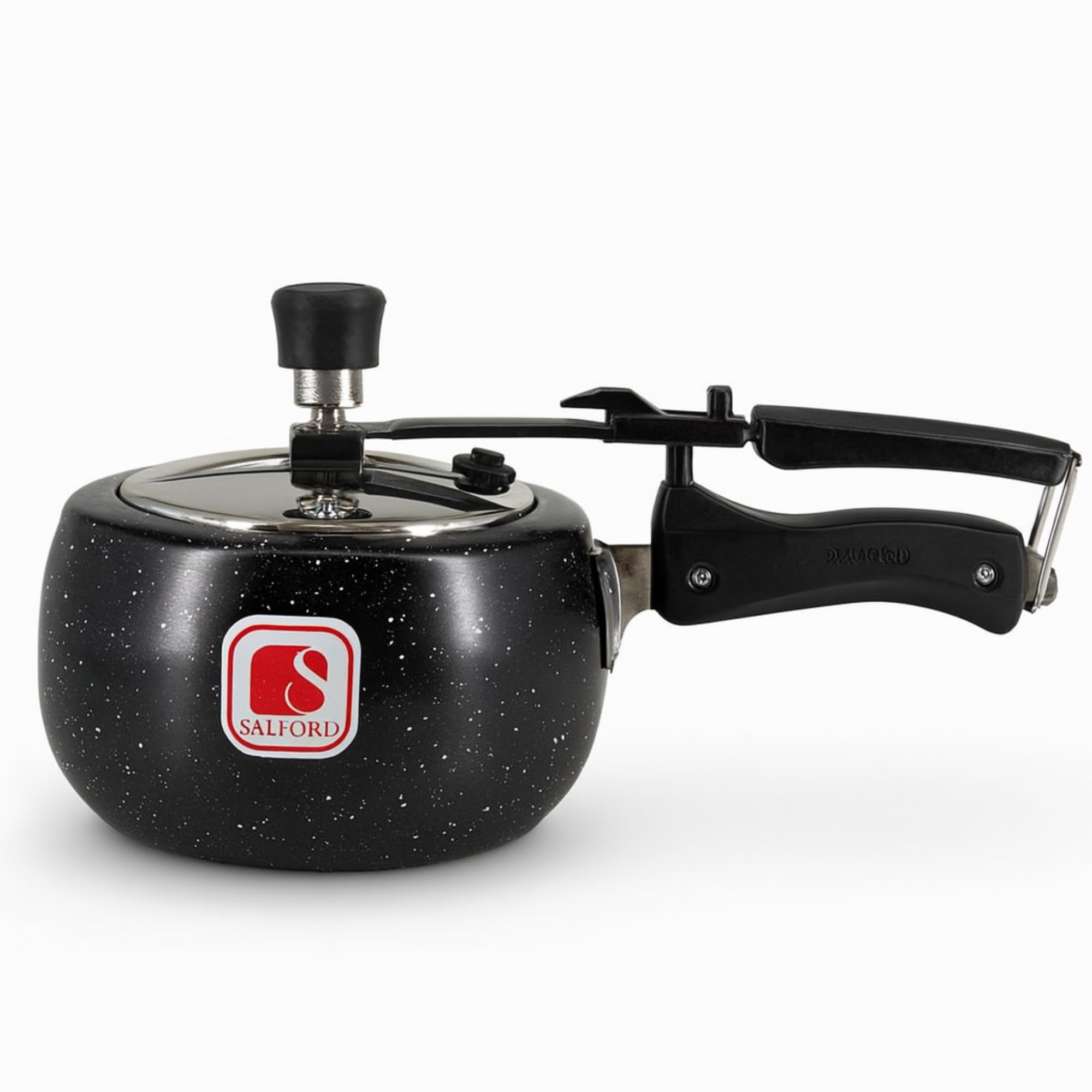 Salford Ceramic Pressure Cooker Inner Lid Bulging Shaped I Qpr I Induction Base I Outside Black Spatter 2 Litre