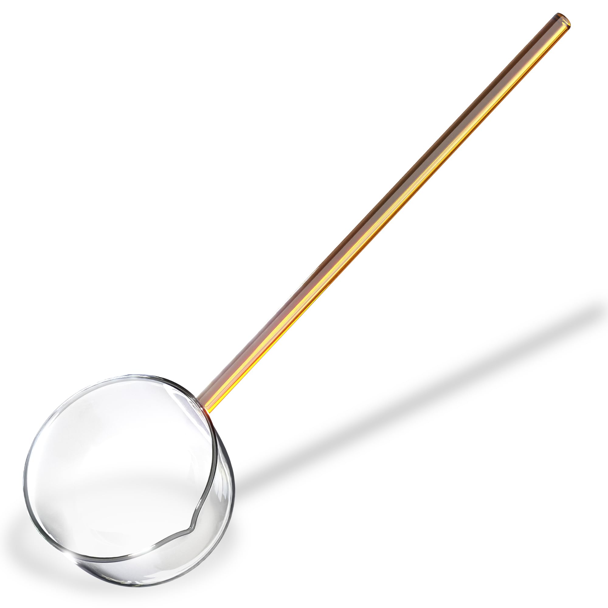 Quiksparq Multipurpose Glass Spoon And Ladle - Heat Resistant Borosilicate Karandi For Cooking, Serving, And Stirring (Yellow)