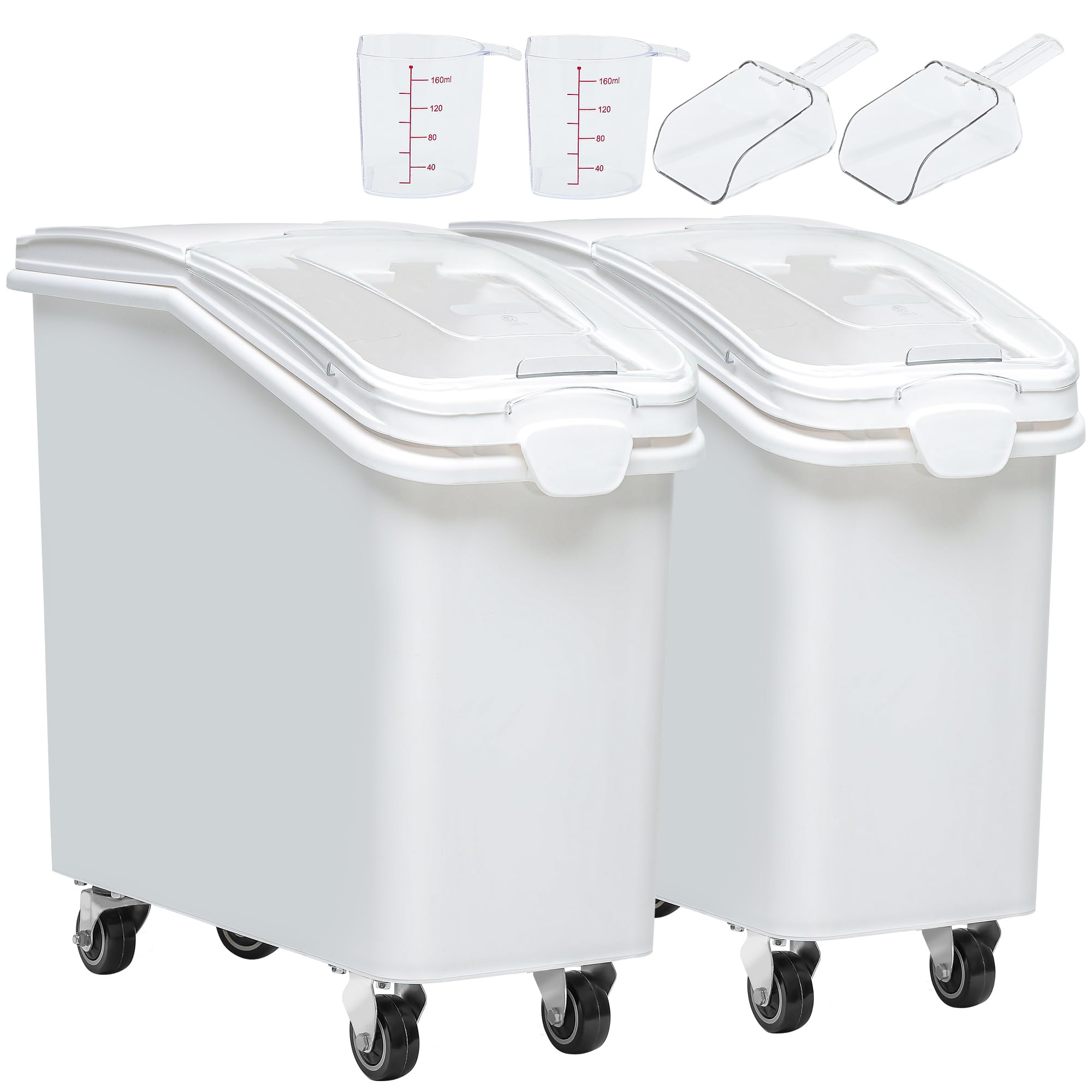 YITAHOME 27-Gallon Food Storage Container,Bulk Flour Bin, Large Ingredient Storage Bin with Wheels, Measuring Cup & Scoop, for K