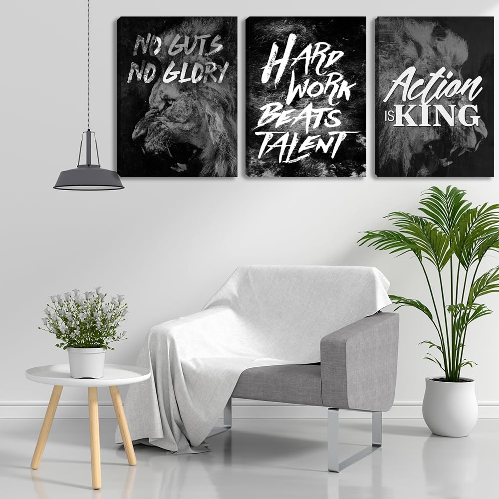 Black Office Wall Art Inspirational Canvas Wall Art Motivational Office Decor 3 Pieces Motivational Positive Quotes Wall Decor P