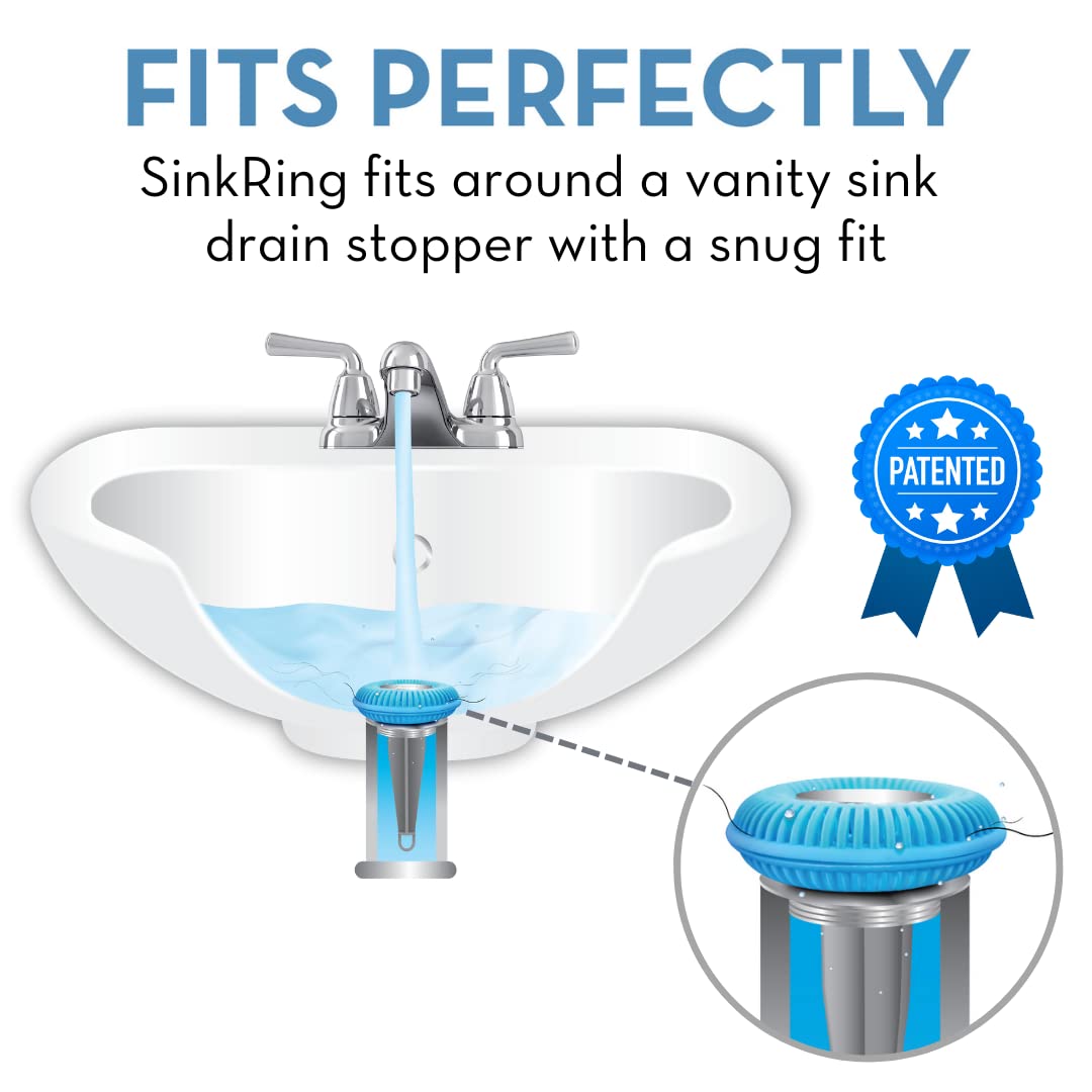 SINKRING The Ultimate Bathroom Sink Drain Protector Hair Catcher/Strainer/Snare (Aqua)