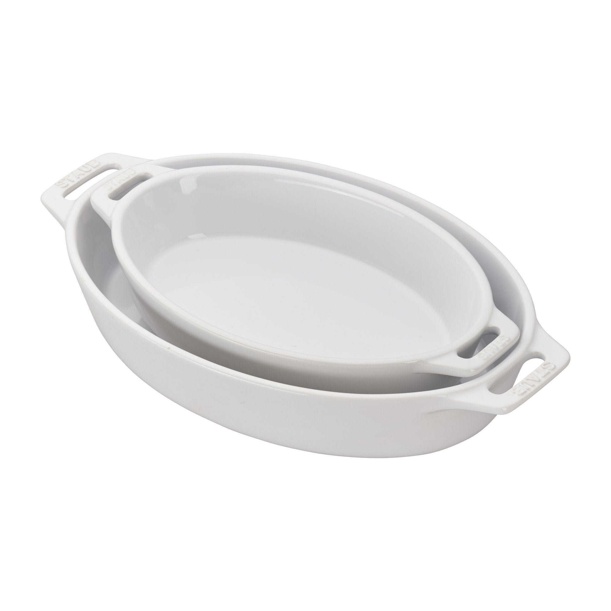 STAUB Ceramic Oval Baking Dish Set, 2piece, White
