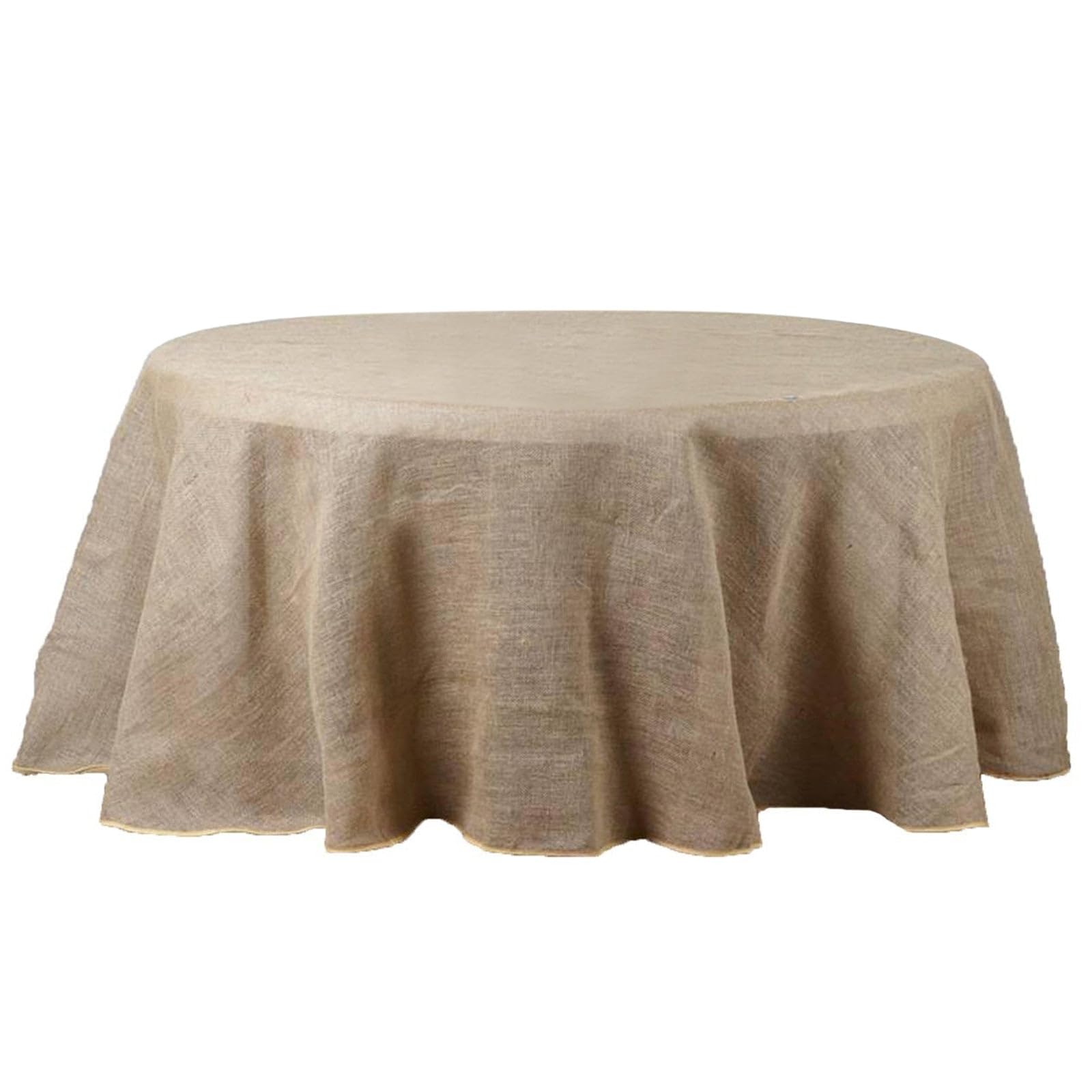 Balsacircle 132-Inch Natural Brown Burlap Jute Rustic Round Tablecloth Country Chic Wedding Party Dining Room Home Table Linens