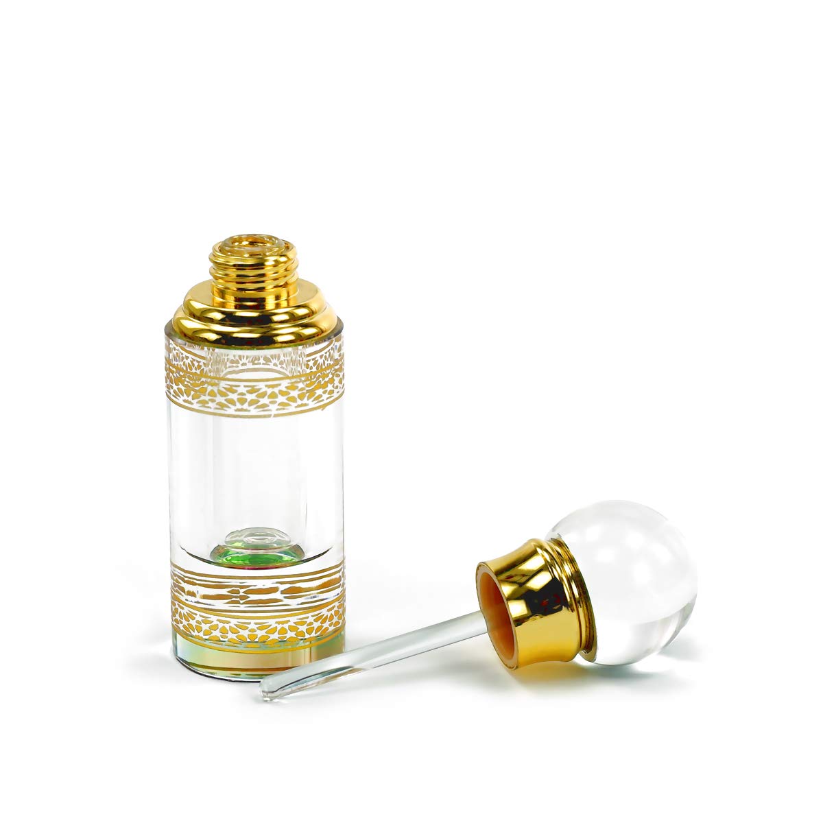 KECHU Tiny Empty Crystal Perfume Bottle Refillable Glass Contianer Round Style 3ml Golden Gifts